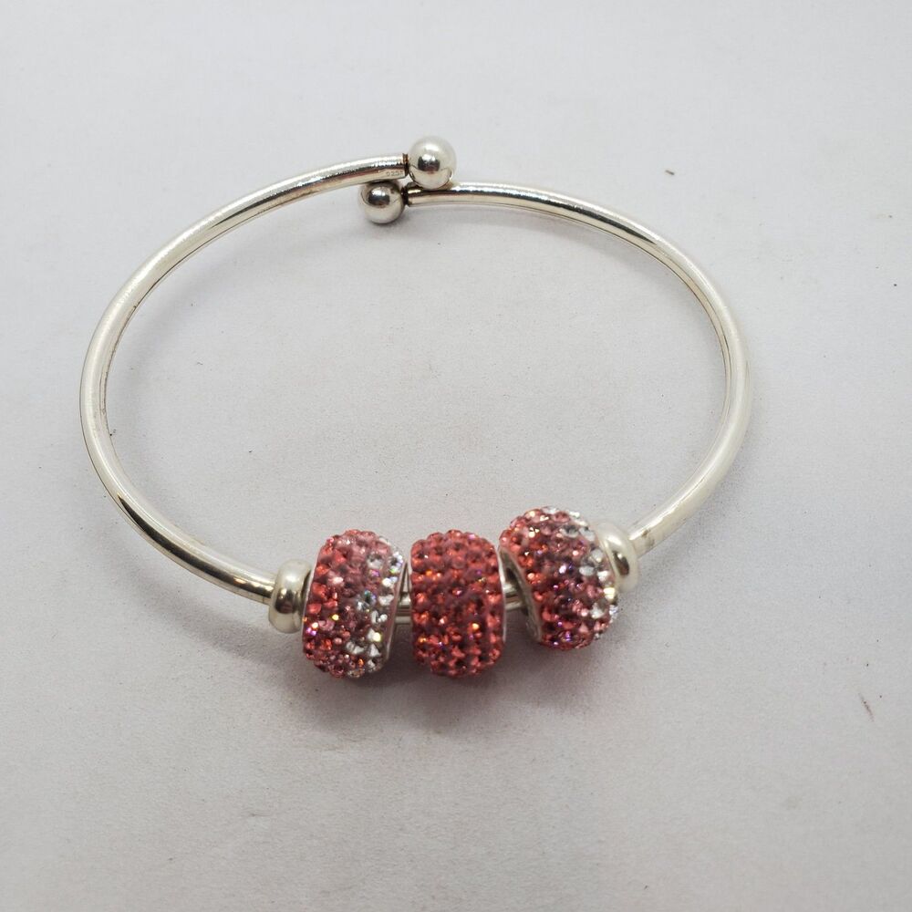 Sparkle Life Sterling Silver Cuff Bead Bracelet 925